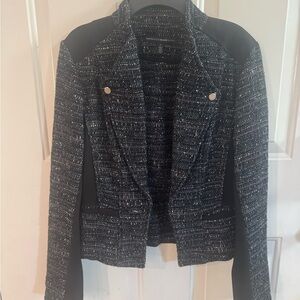 White House Black Market Black and Gray Textured Blazer